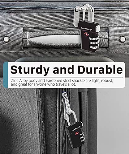 Fosmon TSA Approved Luggage Locks, 3 Digit Combination, 4 Pack Black - color: 3 Digit T Series Black 4 Pack
