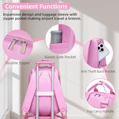 LARVENDER Carry on Luggage Sets 3 Piece, 20 Inch Suitcases, Peach Sparkling - color: Peach Sparkling-20BP, size: 3 Piece Set (Backpack/TB/20)