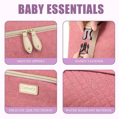 Tuwubi Diaper Bag Tote,Baby Diaper Bag with Pacifier Case - color: Pink, size: Large