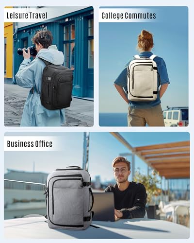 LIGHT FLIGHT Travel Backpack, TSA Friendly Carry on Backpack,Grey | Water-resistant Lightweight Business Large Weekender Bag Casual Daypack 17.3" Laptop Backpack for Men Women - color: Grey