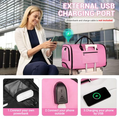 DEVPNR Rolling Garment Bags for Travel 59L, Pink - color: Pink