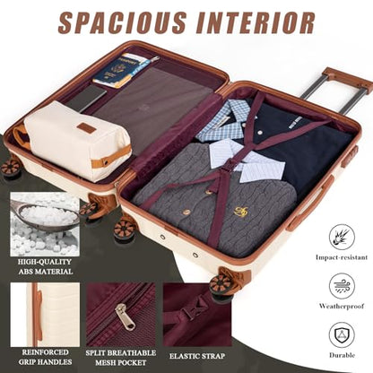 Cosbarn Luggage Sets 5 Piece, Hardshell Suitcases with Wheels, TSA Lock - color: Beige