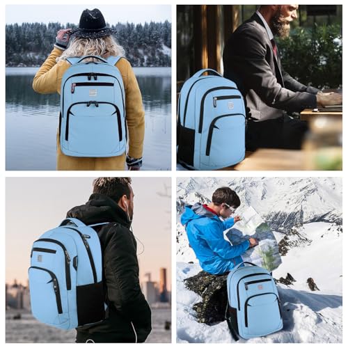 Volher Laptop Backpack,Business Travel Anti Theft Slim College Backpack - color: Pale Blue, size: 15.6 Inch, style: Laptop