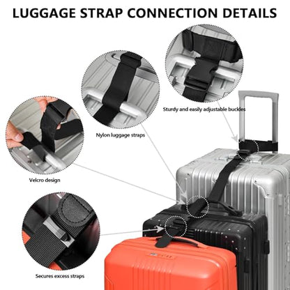 BILIONE 4 Pack Luggage Connector Straps,Connect 3 Suitcases ＆ Add A Bag - color: Blue, size: 4 Pack