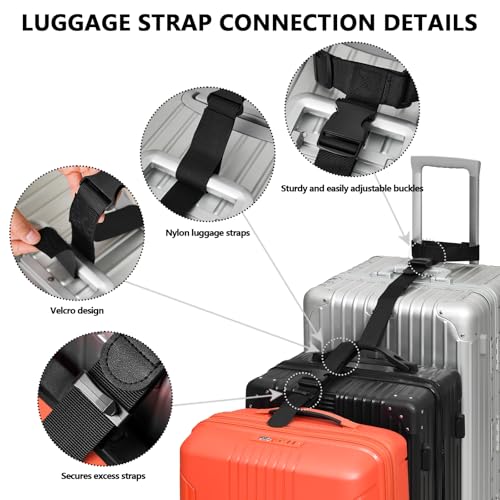 BILIONE 2 Pack Luggage Connector Straps,Connect 3 Suitcases ＆ Add A Bag - color: Green, size: 2 Pack