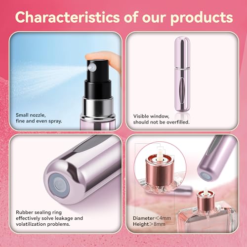 Refillable Perfume Portable Atomizer Bottle Refillable Perfume Spray, Travel Perfume (5ml, 4 Pack) (Green，Pink，Gold，Royal Blue) - color: Green，Pink，Gold，Royal Blue