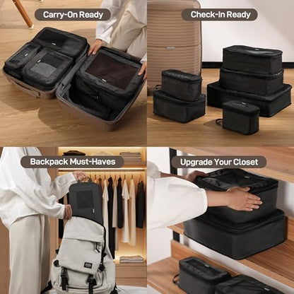 EPICKA TripCozy Compression Packing Cubes, 4 Set, Dark Grey - color: Dark Grey, size: Set of 4