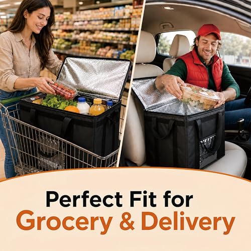 NZ home Insulated Food Delivery Bag, Grocery Cooler & Catering Tote - color: Green, size: 3XL
