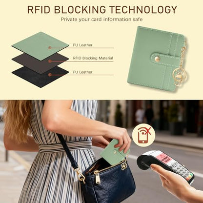 Jogjam Green Rfid Women Wallet, Small Slim Thin Compact Credit Card Holder - color: A Green
