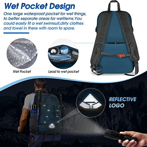 IGOLUMON Hiking Backpack 40L Packable Lightweight Camping Daypack Men Women - color: Blue