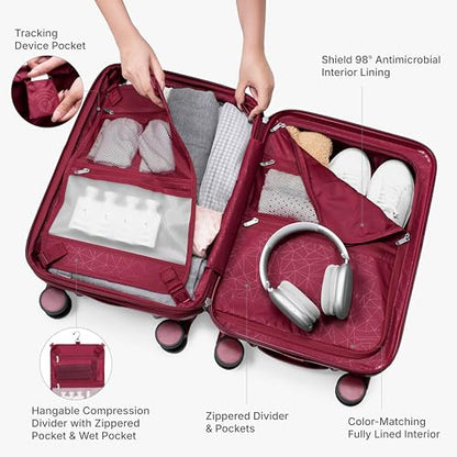 Traveler's Choice Edinburgh II Hardside Spinner Luggage, TSA Lock, Red, 3 Piece Set (21/25/29) - color: Red, size: 3 Piece Set (21/25/29)