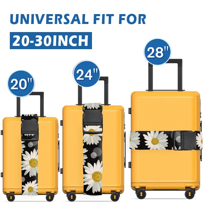 Luggage Straps for Suitcases Travel Belt Accessories, Cute Suitcase Strap, Adjustable Luggage Belt Strap, Heavy Duty with Quick-Release Buckle Luggage Strap Cute Daisy - color: Cute Daisy