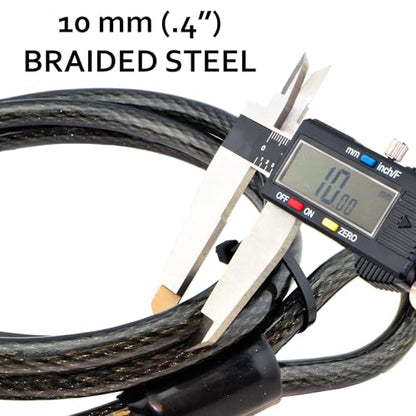 Lumintrail 10mm Heavy-Duty Security Cable, Vinyl Coated Braided Steel with Sealed Looped Ends (4', 7', 10', 15', or 30') (15-FT) - size: 15-FT