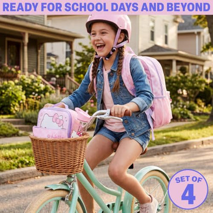 Get Trend Hello Kitty Girls Backpack, Lunch Bag, Pencil Case, Water Bottle - color: Pink Hello Kitty