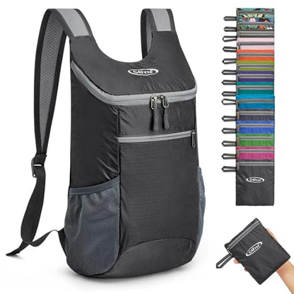 G4Free 10L Lightweight Packable Hiking Backpack, Nylon Daypack Daily Travel - color: Black, size: Small