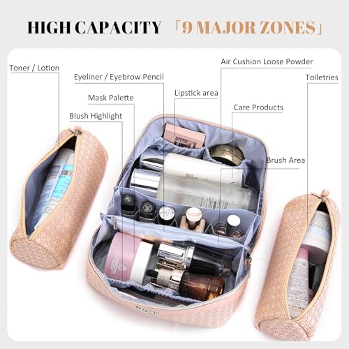 BOYATU Travel Makeup Bag for Women: Four Leaf Clover 3 Pcs Set Cosmetic Bag - color: M-03Pink