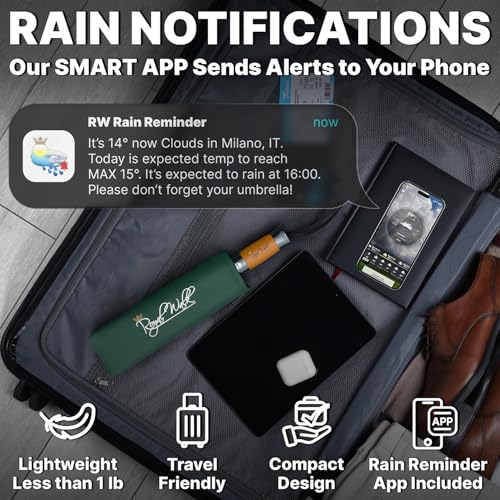 Royal Walk Compact Travel Umbrella for Rain, Windproof, Small & Portable - color: Dark Green