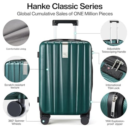 Hanke Luggage Sets 3 piece Carry On Luggage with Wheels PC Hard Shell Suitcases Lightweight Checked Travel Luggage Large Travel Suitcase Woman Men 20/24/29 Inch(Blackish Green) - color: Blackish Green, size: 3 Pc Set(20/24/29)