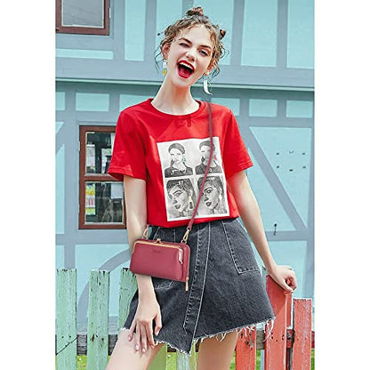 Montana West Crossbody Cell Phone Purse for Women RFID Blocking Cellphone Wallet - color: Wallet Red