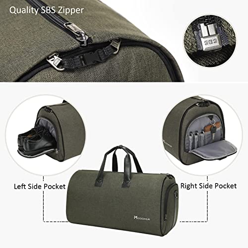 Travel Garment Bag,45L convertible garment bag carry on for hanging clothes - color: Forest Night
