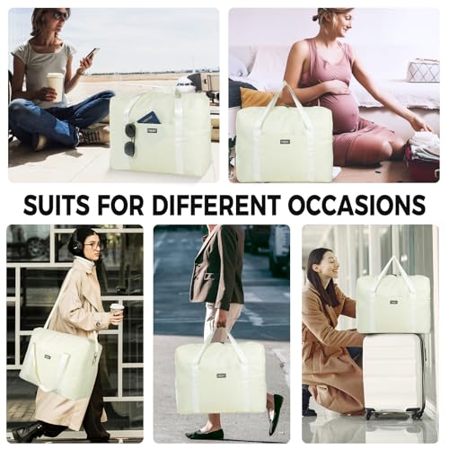 For Frontier Airlines Personal Item Bag 18x14x8 Travel Duffel Bag Carry on - color: Beige (with Shoulder Strap)