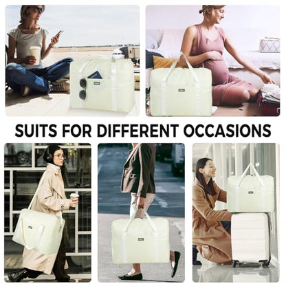 For Frontier Airlines Personal Item Bag 18x14x8 Travel Duffel Bag Carry on - color: Beige (with Shoulder Strap)