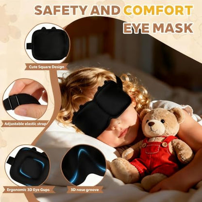 Kids Sleep Mask, 3D Contoured Eye Mask for Sleeping - color: Black