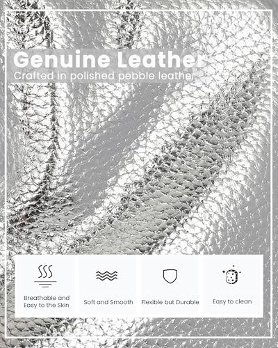 befen Genuine Leather Crossbody Bags for Women, Cell Phone Cross body Purse Bag with RFID Blocking Card Slots - color: Silver