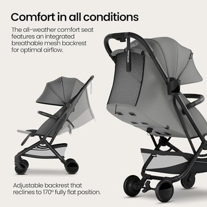 Mompush Velo Lightweight Travel Stroller Travel Bag Included - color: Stellar Gray, size: Stroller+Travel Bag