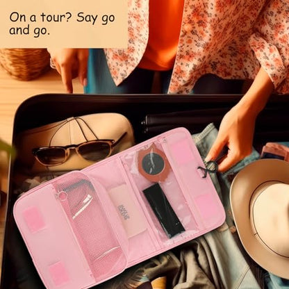 Hanging Toiletry Bag Travel Waterproof Makeup Organizer for Women Men(Pink) - color: Pink