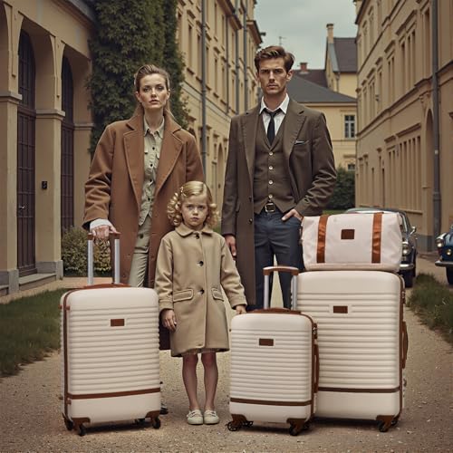 Coolife Luggage Set Carry On Suitcase,5 piece, Gray Pink(DB/TB/20/24/28) - color: Gray+Pink, size: 5 piece set
