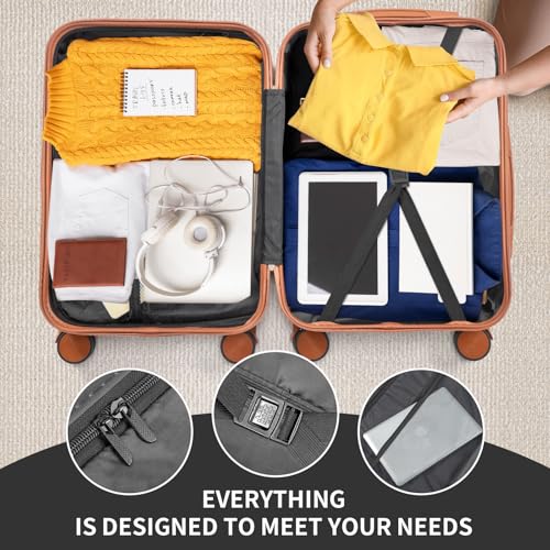 Karl home 28in Checked Luggage, Large Suitcase with Wheels, Black & Brown - color: Black & Brown, size: 28 Inch