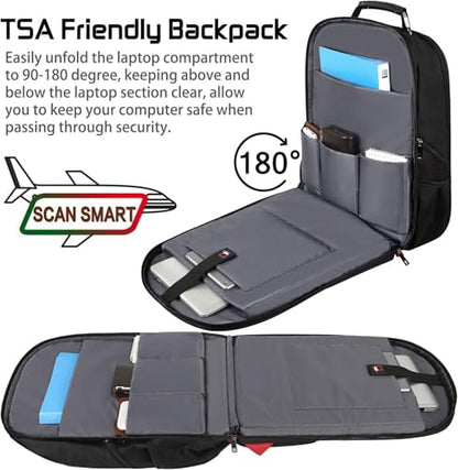 18.4 Inch Laptops Backpack, Red 55-60L Large Travel Laptop Backpack - color: Black-red, size: 18inch(21.5*16.3*9.9")