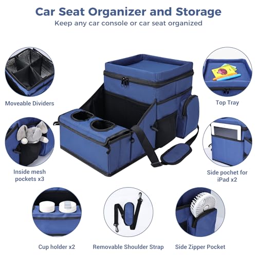 COOLBEBE Car Seat Organizer, Backseat Car Organizer, Navy Blue - color: Navy Blue