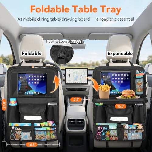 Backseat Car Organizer with Foldable Table & Touch Screen Tablet Holder - color: A-2Pack