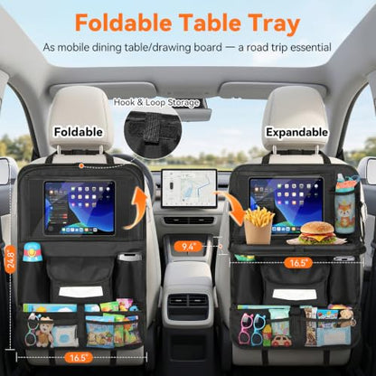 Backseat Car Organizer with Foldable Table & Touch Screen Tablet Holder - color: A-2Pack