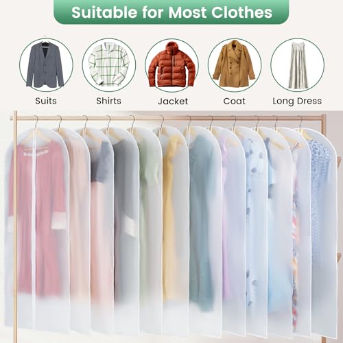Carbrea 6 Pack Translucent Garment Bags for Hanging Clohes - 24" x 57" - size: 57 inch