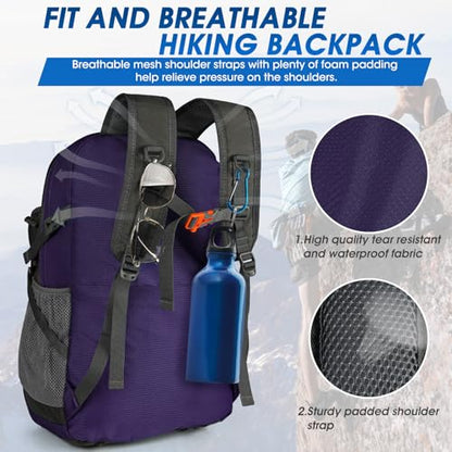 IGOLUMON Hiking Backpack 40L Packable Lightweight Camping Daypack Men Women - color: Purple