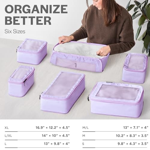 Aerotrunk Compression Packing Cubes for Travel, 6-Pack, Purple - color: Purple, size: 6-Pack