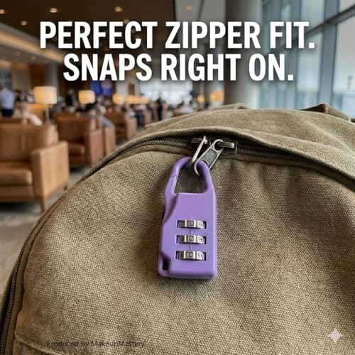 Combination Lock, 3-Digit Resettable Luggage Padlock, Small Carabiner Style Keyless Zipper Lock for Travel Suitcase, Backpack, Duffel Bag, and Carry-on Baggage Security. (Black) - color: Black