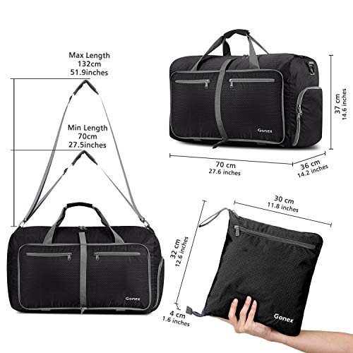 Gonex 80L Foldable Travel Duffle Bag with Shoe Compartment, Lightweight - color: Black, size: 80L