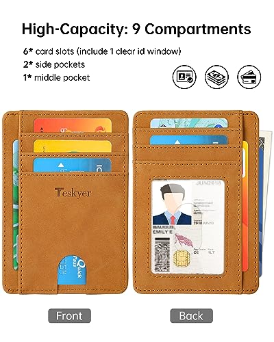 Teskyer Slim Minimalist Wallet for Men, RFID Front Pocket Card Holder - color: Y98 - Khaki