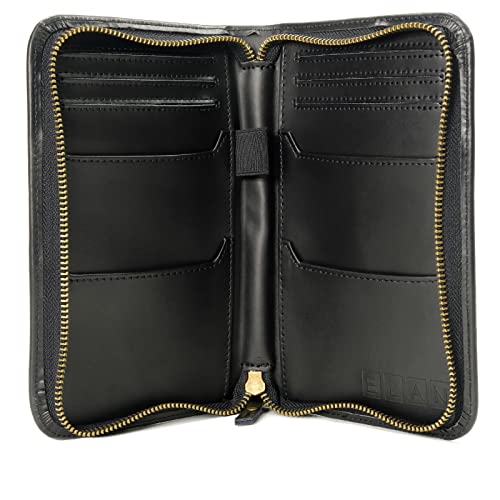 Excello Global Products Leather Travel Wallet & Passport Holder, Black Split Grain Leather - color: Black (Split Grain)