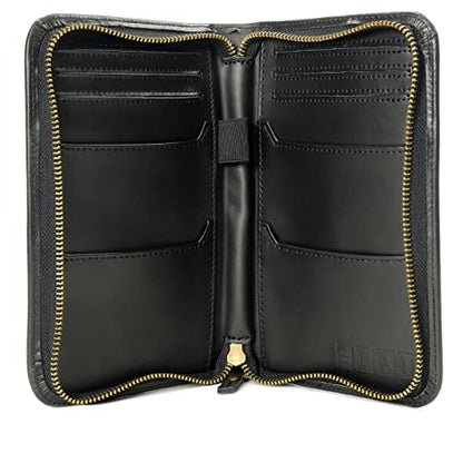 Excello Global Products Leather Travel Wallet & Passport Holder, Black Split Grain Leather - color: Black (Split Grain)