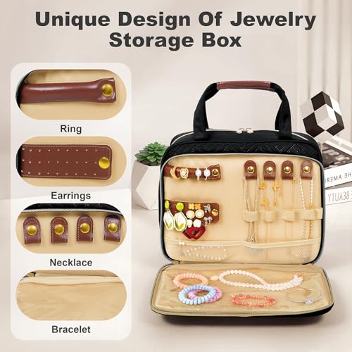 Toiletry Bag for Women with Jewelry Organizer Compartment,Black - color: Black02