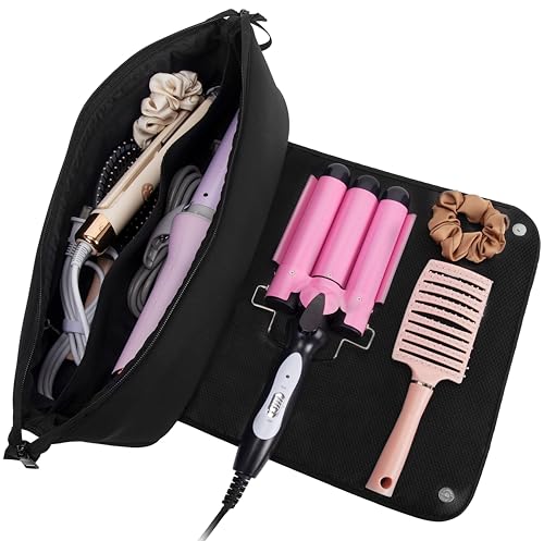 Aerotrunk Hair Tools Organizer & Travel Bag with Heat Resistant Mat, Black