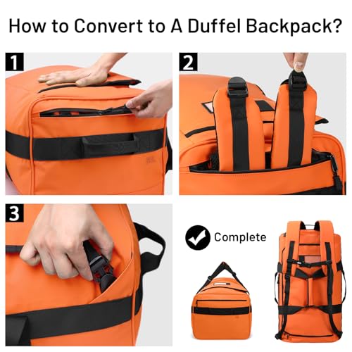 MIER 40L/60L/90L Water Resistant Backpack Duffel, Heavy Duty Duffle Bags - color: Orange, size: 60l