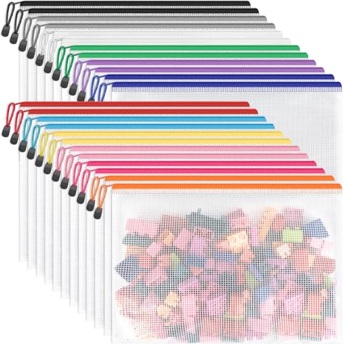 Umriox 24 Pack A4 Mesh Zipper Pouch Bags, Document File Organizer Storage - style: A4-24P