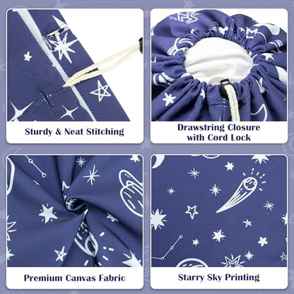 Canvas Laundry Bag with Shoulder Strap, Large Drawstring, 23"W x 29"H Space - color: Space