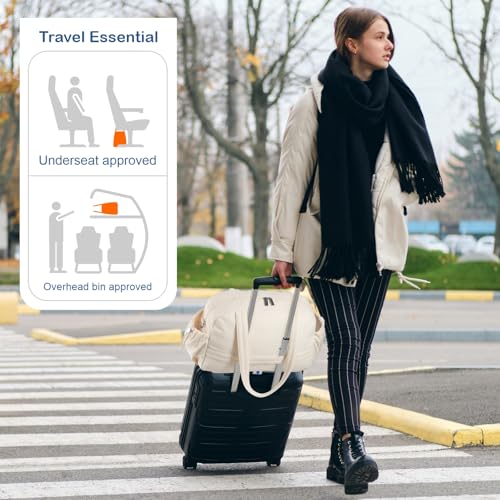 TOPDesign Travel Duffel Bag, Puffy Carry On Overnight, Gym Bag w/Wet Pocket - color: Beige